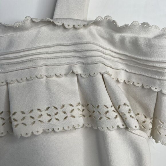 Red Valentino Sz S Top Ruffle Scallop Cream Cold Off Shoulder Blouse Boxy Italy - Picture 4 of 10